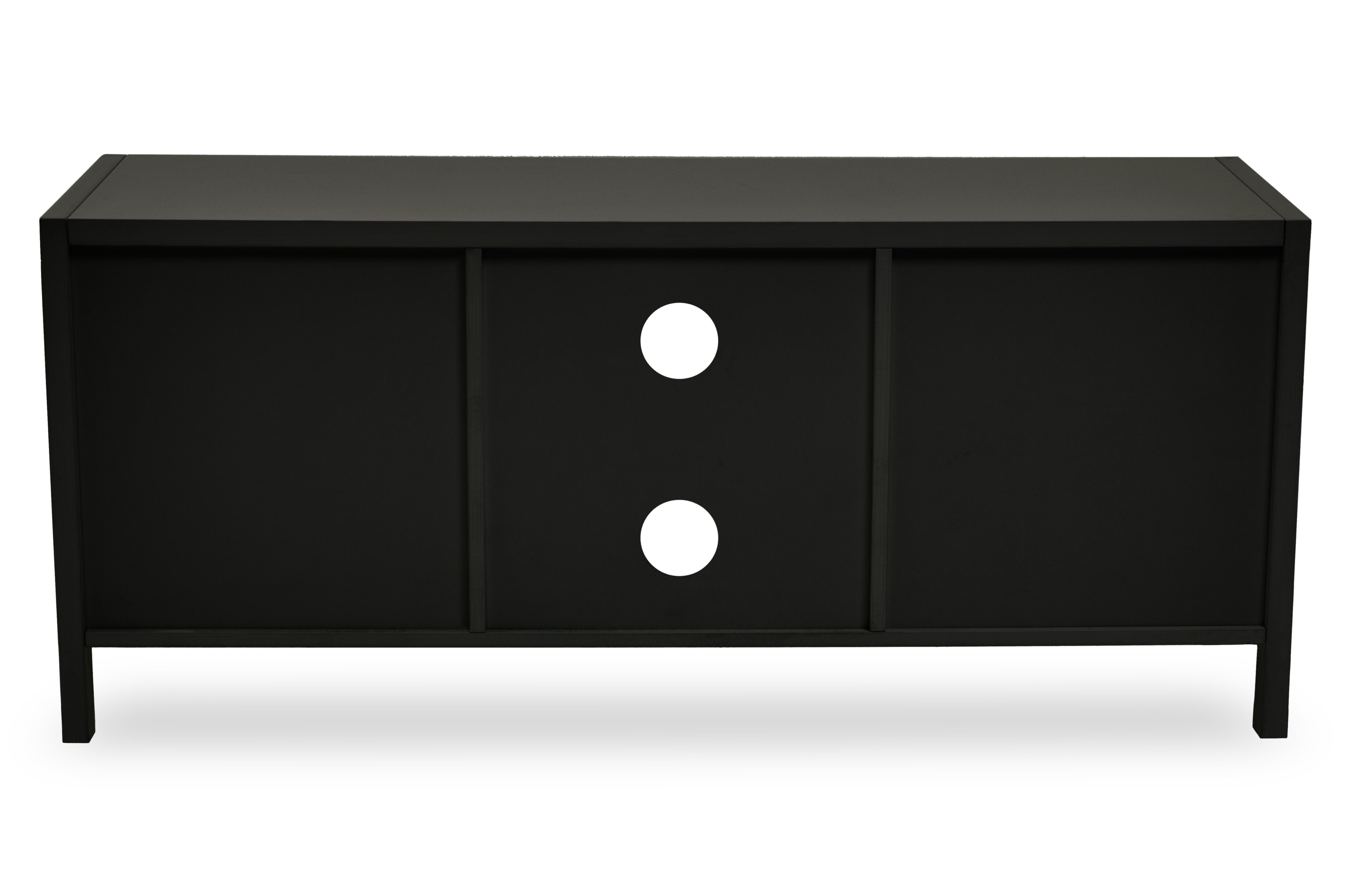 Burwood Black Wood & Natural Rattan Media Unit